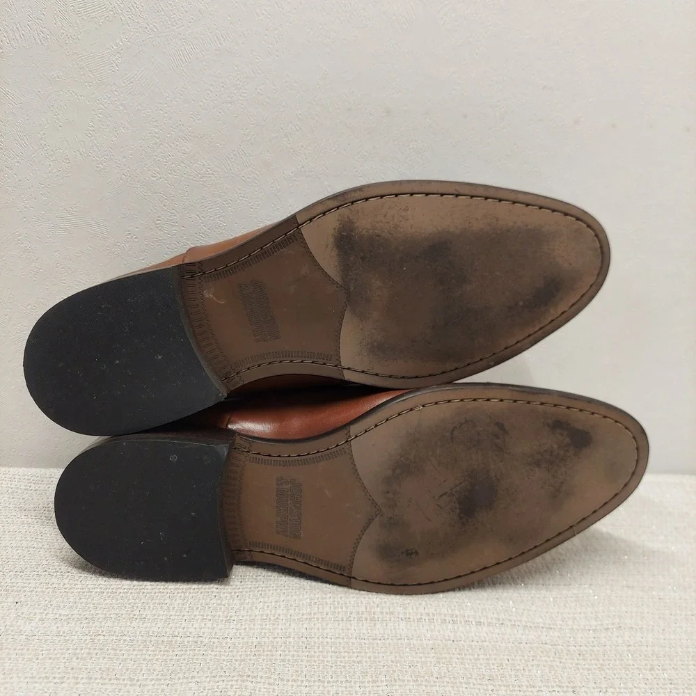 Johnston & Murphy Mens Cap Toe Oxford Dress Shoes 10.5M 59-2476 Tan Leather